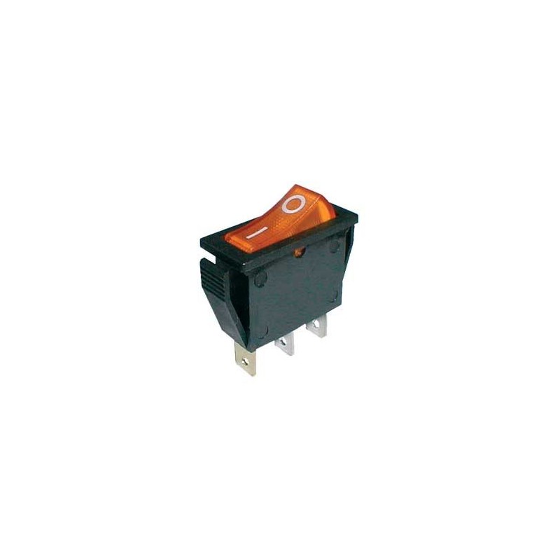 Prepínač kolískový 2pol./3pin ON-OFF 250V/15A pros. žltý
