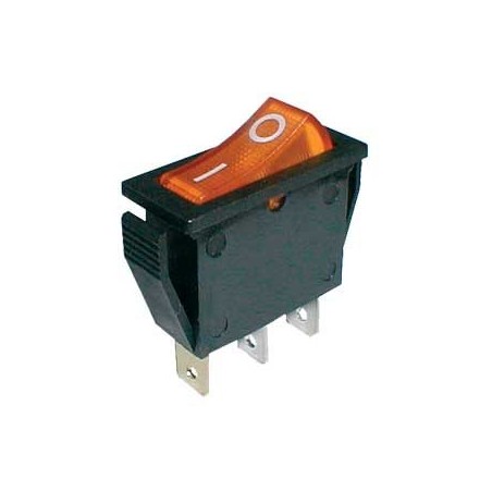 Prepínač kolískový 2pol./3pin ON-OFF 250V/15A pros. žltý