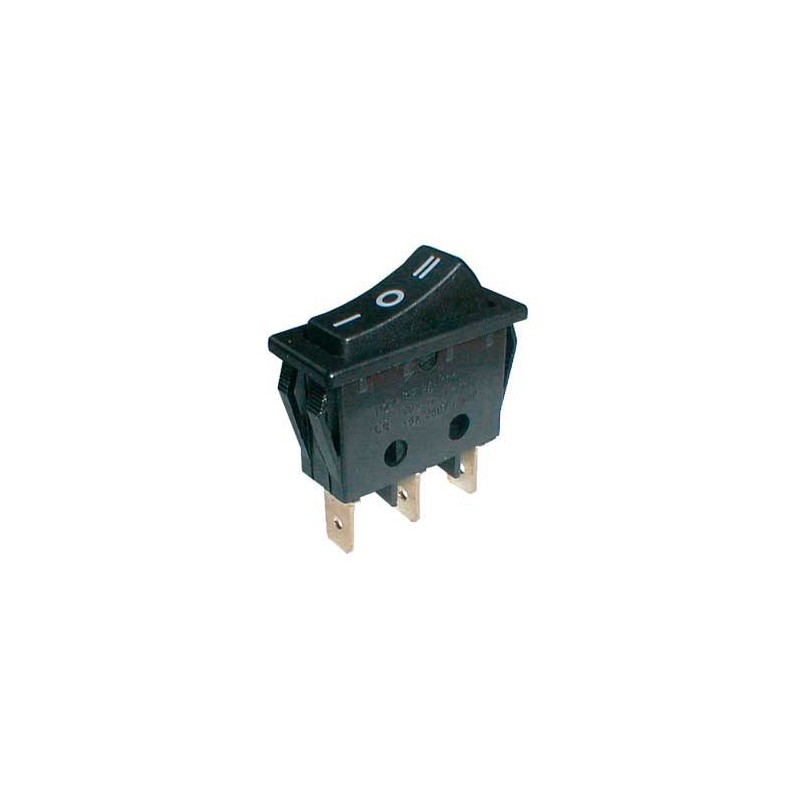 Prepínač kolískový 3pol./3pin ON-OFF-ON 250V/15A čierny