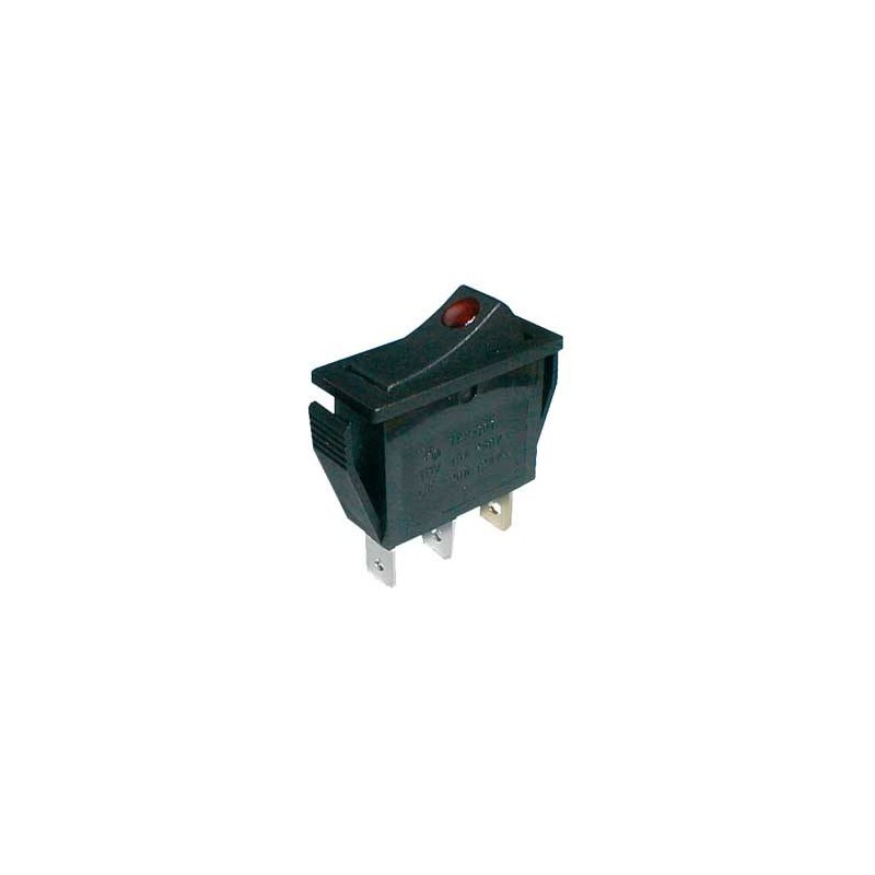 Prepínač kolískový 2pol./3pin ON-OFF 250V/15A prosv. bod R