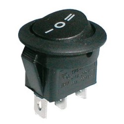 Prepínač kolískový okrúhly 3pol./3pin ON-OFF-ON 250V/6A čierny