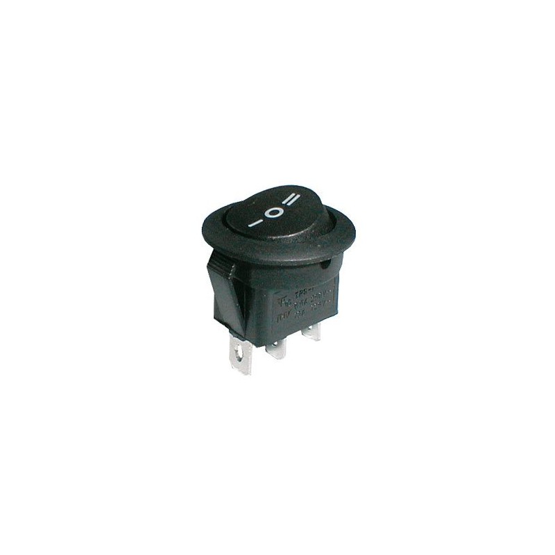 Prepínač kolískový okrúhly 3pol./3pin ON-OFF-ON 250V/6A čierny