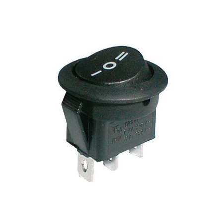 Prepínač kolískový okrúhly 3pol./3pin ON-OFF-ON 250V/6A čierny