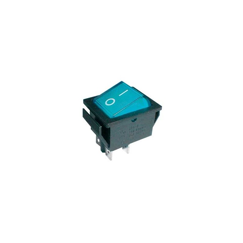 Prepínač kolískový 2pol./4pin ON-OFF 250V/15A pros. modrý
