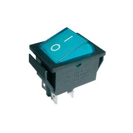 Prepínač kolískový 2pol./4pin ON-OFF 250V/15A pros. modrý