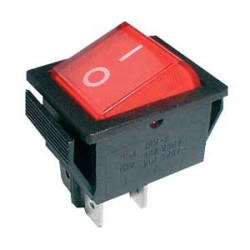 Prepínač kolískový 2pol./4pin ON-OFF 250V/15A červený