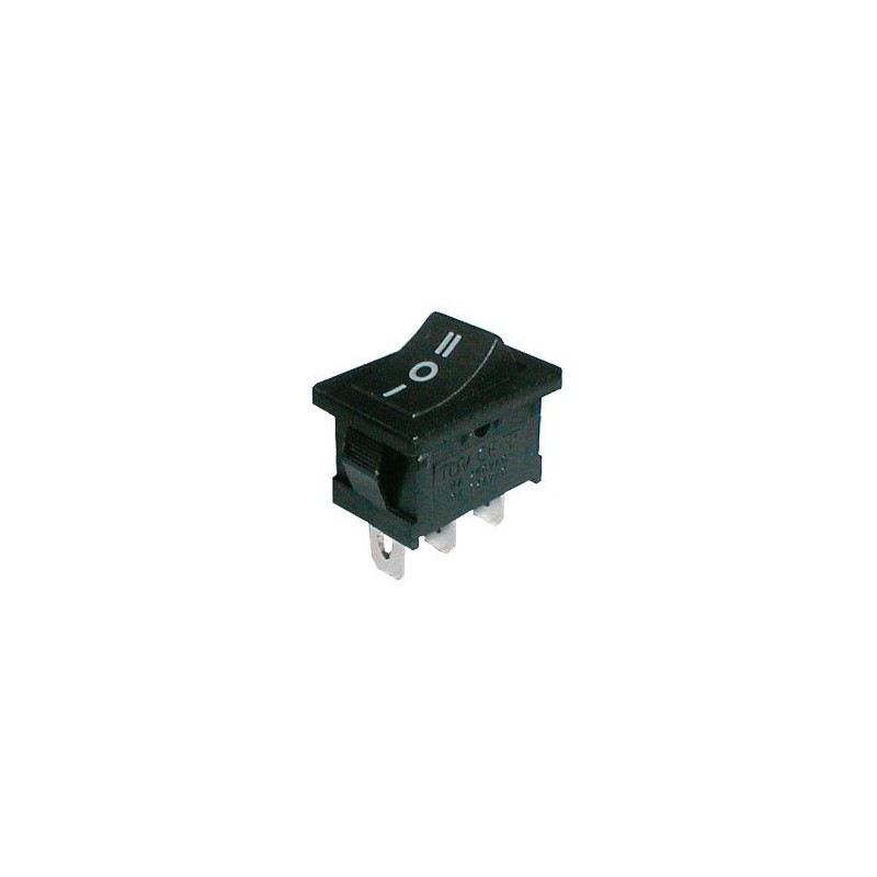 Prepínač kolískový 3pol./3pin ON-OFF-ON 250V/6A čierny