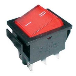 Prepínač kolískový 2pol./6pin ON-ON 250V/15A červený