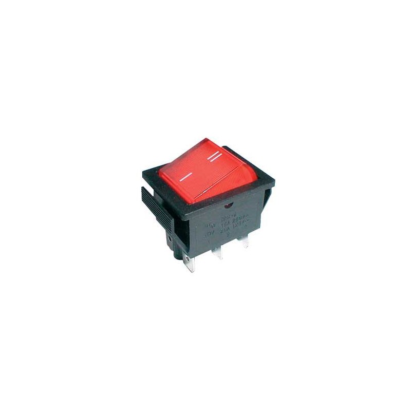 Prepínač kolískový 2pol./6pin ON-ON 250V/15A červený