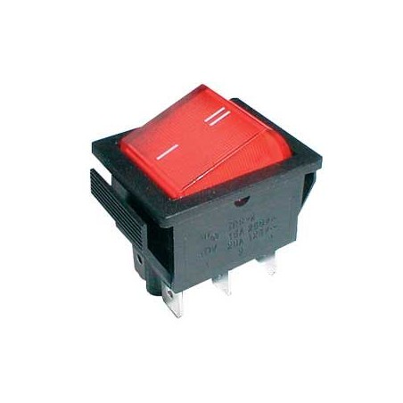 Prepínač kolískový 2pol./6pin ON-ON 250V/15A červený
