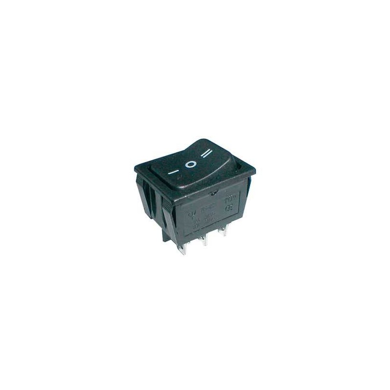Prepínač kolískový 3pol./6pin ON-OFF-ON 250V/15A čierny