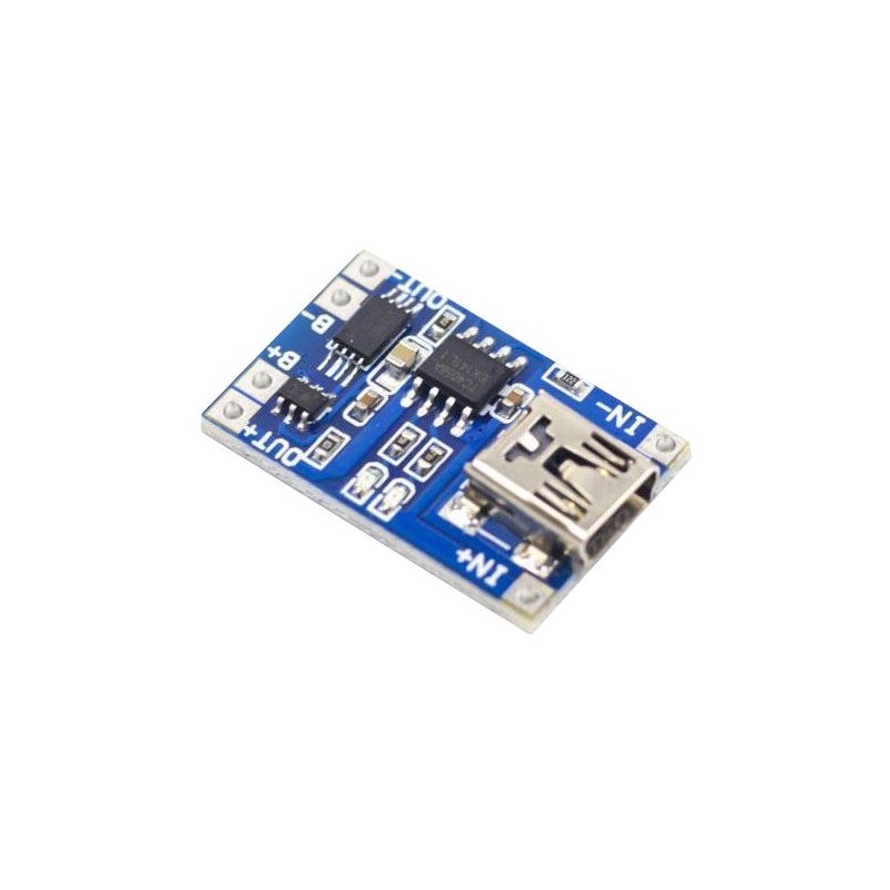 Nabíjačka Li-Ion článku 1A s ochranou, modul s IO TP4056 (mini USB)