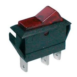 Prepínač kolískový 2pol./3pin ON-OFF 20A/12VDC pros. červený