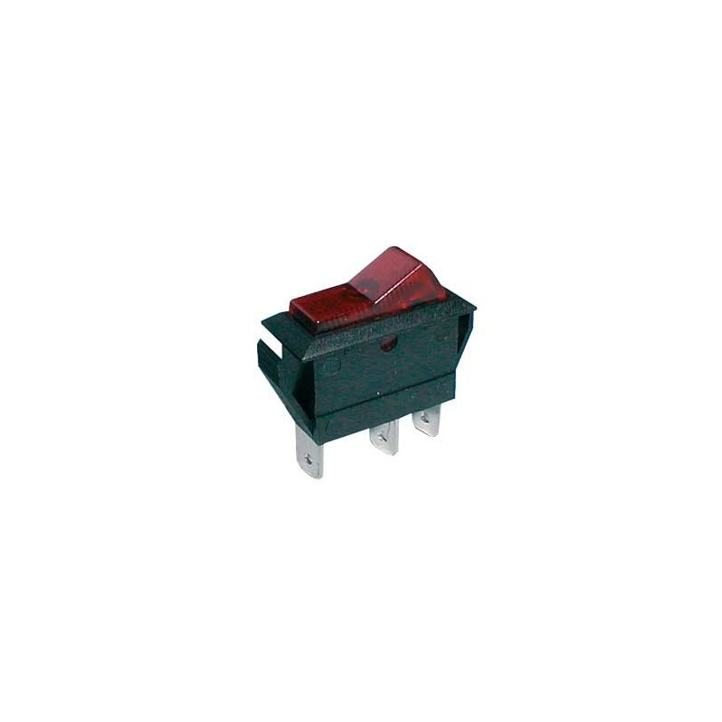 Prepínač kolískový 2pol./3pin ON-OFF 20A/12VDC pros. červený