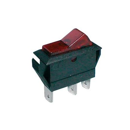 Prepínač kolískový 2pol./3pin ON-OFF 20A/12VDC pros. červený
