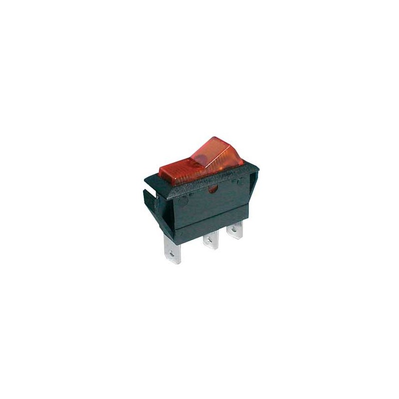 Prepínač kolískový 2pol./3pin ON-OFF 20A/12VDC pros. žltý