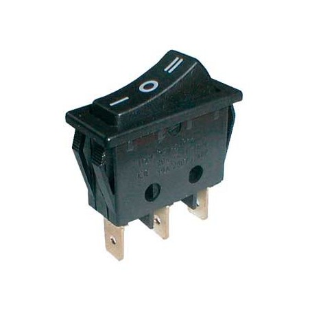 Prepínač kolískový 3pol./3pin (ON)-OFF-(ON) 250V/15A čierny