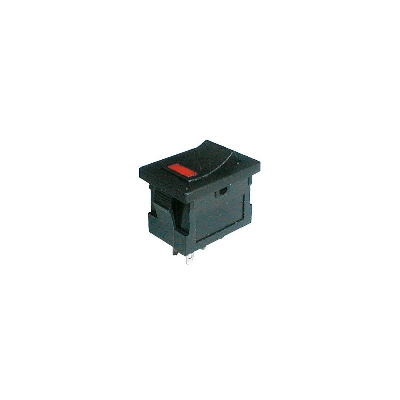 Prepínač kolískový 2pol./4pin ON-OFF 250V/3A LED červený
