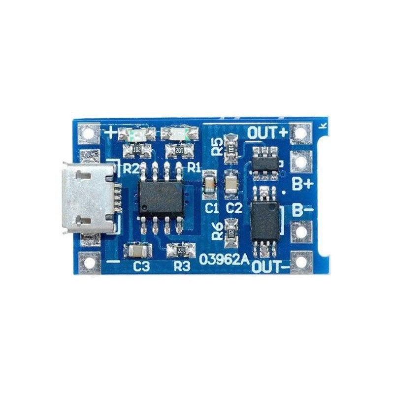 Nabíjačka Li-Ion článku 1A s ochranou, modul s IO TP4056 (micro USB)
