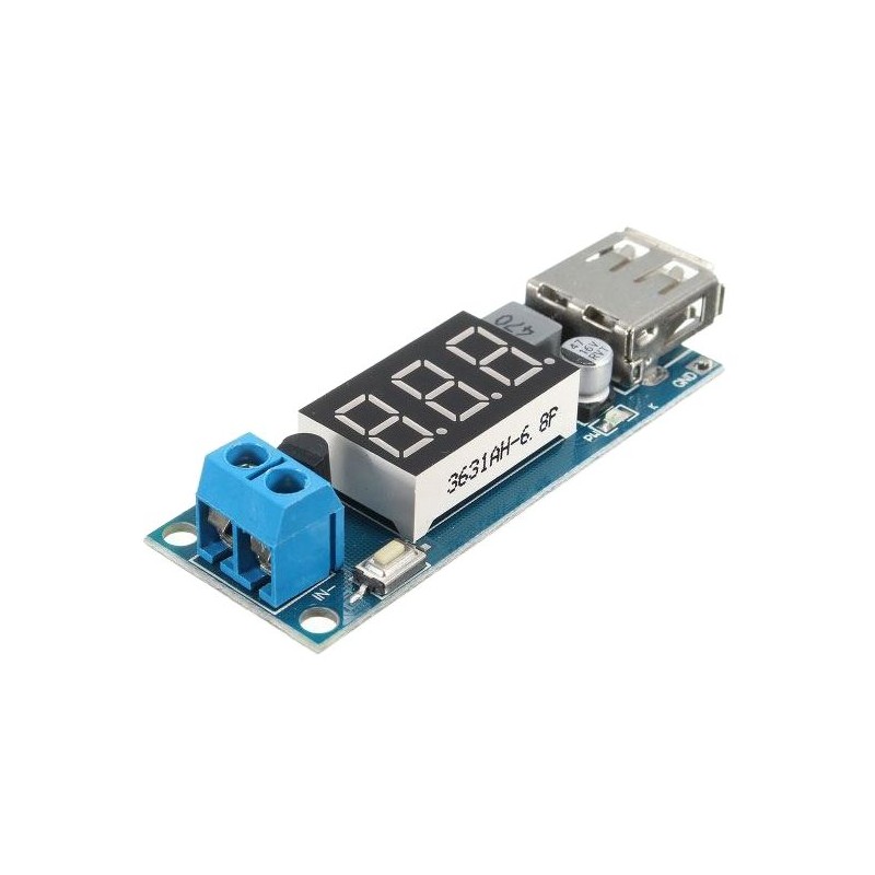 Napájací modul, step-down menič 4,5-40V na 5V/2A, USB+voltmeter