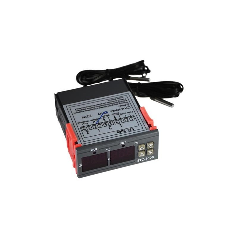 Digitálny duálny termostat - STC-3008 rozsah -55 ° C ~ 120 ° C, 12V DC, 1m kábel