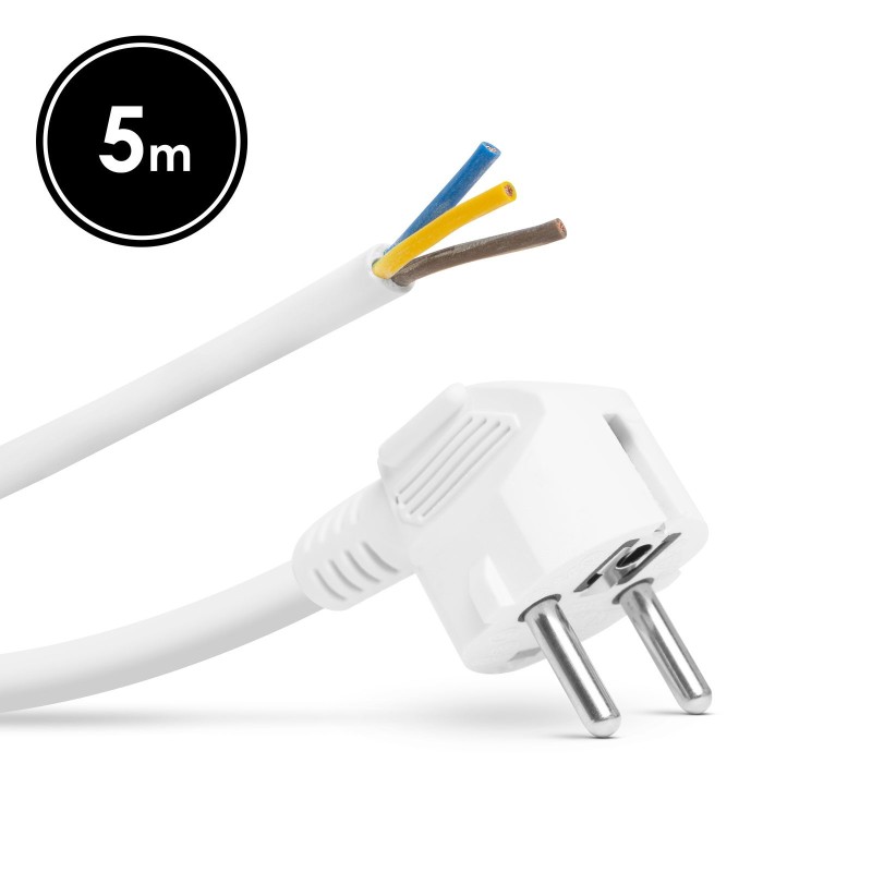 Montovateľná sieťová zásuvka - 5 metrov dlhý kábel - 3 x 1,5 mm² - biela