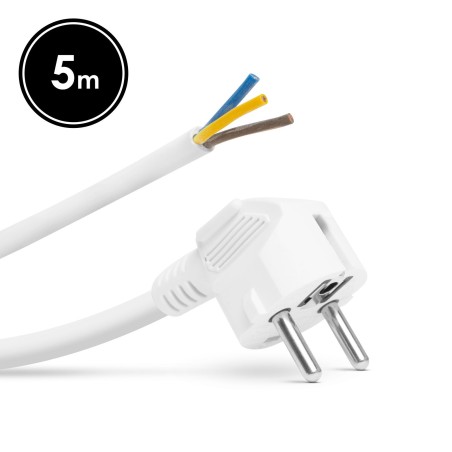 Montovateľná sieťová zásuvka - 5 metrov dlhý kábel - 3 x 1,5 mm² - biela