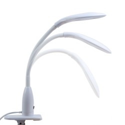 LED lampa na stôl - s lupou - štipcom - biela