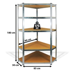 Salgó polica - roh - 5 poschodová - kovová - max. 175 kg - 180 x 90 x 30 cm