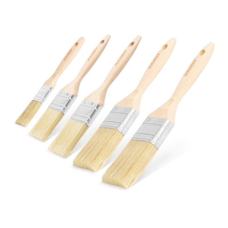 Sada maliarskych štetcov, drevo - 5 ks - 1x1" / 2x1,5" / 2x2"