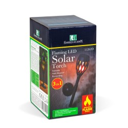 LED solárna lampa – zapichovacia / nástenná / voľne stojaca – efekt plameňa – 12 LED – 90 x 410 mm