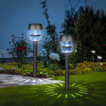 Zapichovacia solárna lampa - 1 biela LED - 7,5 x 7,5 x 40 cm