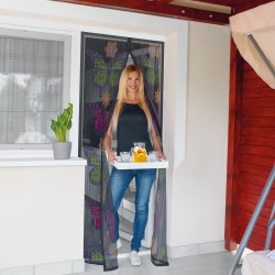 Sieťka proti hmyzu na dvere - magnetická - 100 x 210 cm - kvet, motýľ