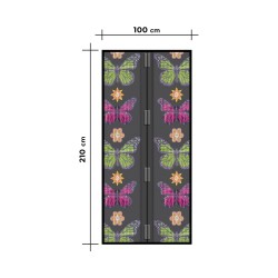 Sieťka proti hmyzu na dvere - magnetická - 100 x 210 cm - kvet, motýľ