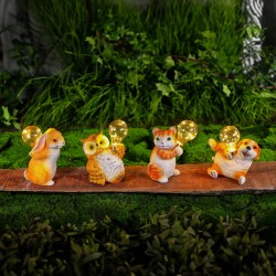 Solárne zvieracie figúrky – 4 druhy – 5× teplá biela LED – 15 cm