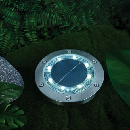 LED solárne zapichovacie / nástenné svietidlo - okrúhle - SMD LED - studená biela - 12 cm