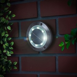 LED solárne zapichovacie / nástenné svietidlo - okrúhle - SMD LED - studená biela - 12 cm