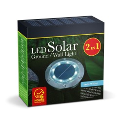 LED solárne zapichovacie / nástenné svietidlo - okrúhle - SMD LED - studená biela - 12 cm