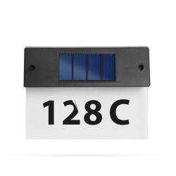 Solárne osvetlenie čísla domu - priehľadné plexi - studená biela LED - 22 x 16,5 x 5 cm