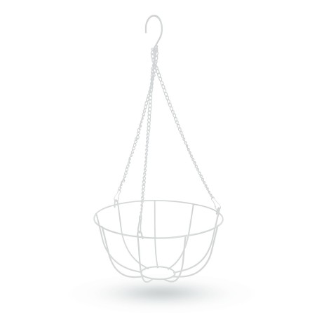Zavesiteľný kovový košík - ku kvetináčom - 25 cm - biely