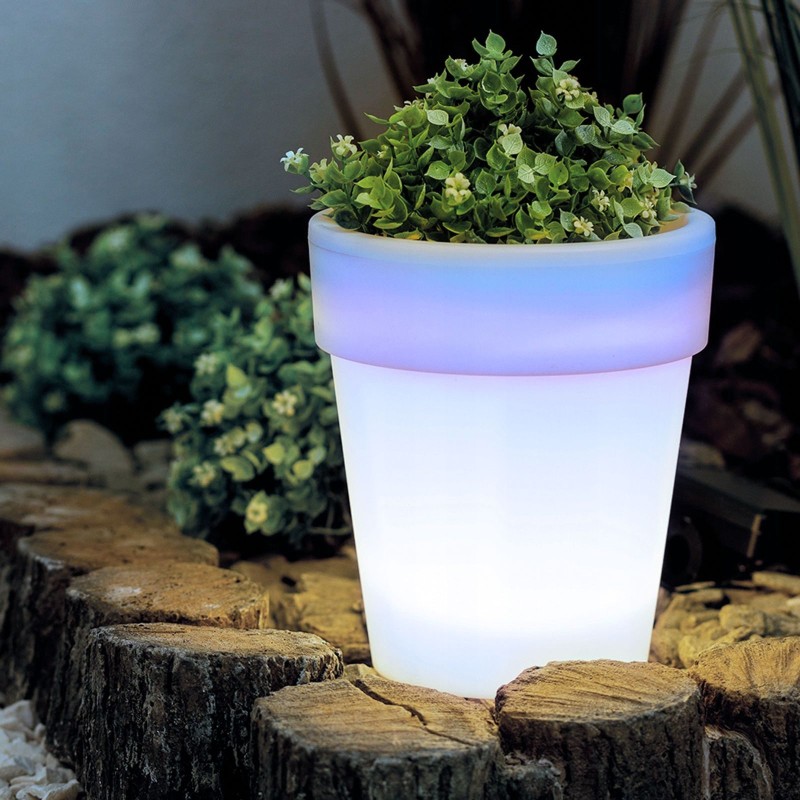Solárny kvetináč - 4 studené biele LED - 16,5 x 19 cm