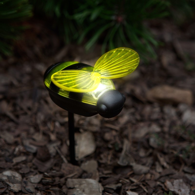 Zapichovacia solárna lampa - včielka - 8 x 7,5 x 14,5 cm - biela LED