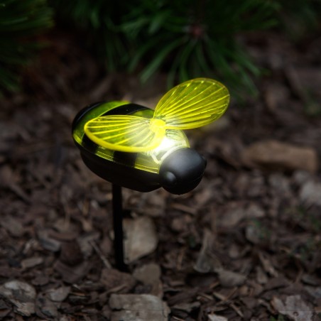 Zapichovacia solárna lampa - včielka - 8 x 7,5 x 14,5 cm - biela LED
