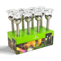 Solárna lampa - zapichovateľná - ruža - 1 RGB LED - 8 x 36,5 cm