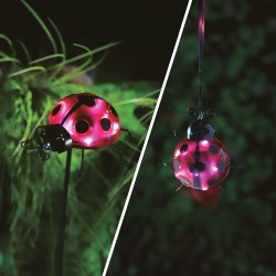 Solárna lampa - lienka - zapichovateľné / štipec - červená - 15 x 7 x 16 cm - 6 LED
