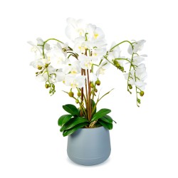 Umelá rastlina dekorácia - orchidea - biela - 83 cm