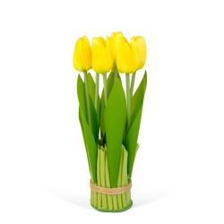 Dekoratívna umelá rastlina - tulipán - žltá - 26 x 6,5 cm