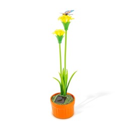 Farebné solárne kvety - 8 x 8 x 32 cm - 10 teplých bielych LED - žltá