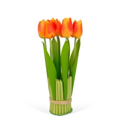 Umelá rastlina dekorácia - tulipán - oranžová - 26 x 6,5 cm