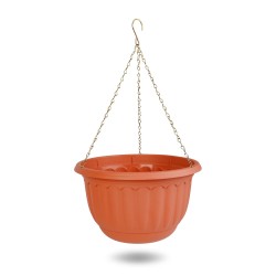 Závesný plastový kvetináč s retiazkou - terakota - 30 x 18 cm